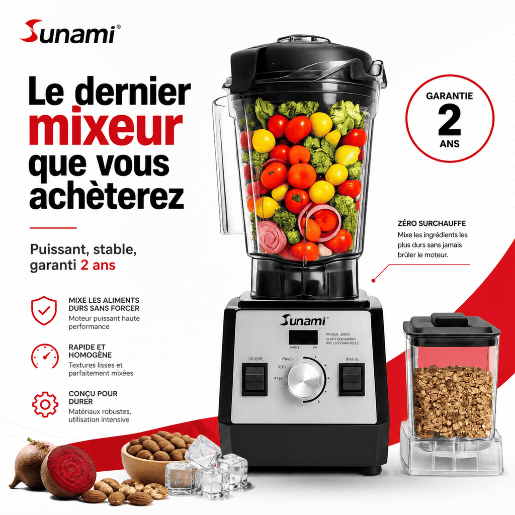 Sunami opus: Mixeur haute performance  Turbocrush - (Version améliorée 2026)