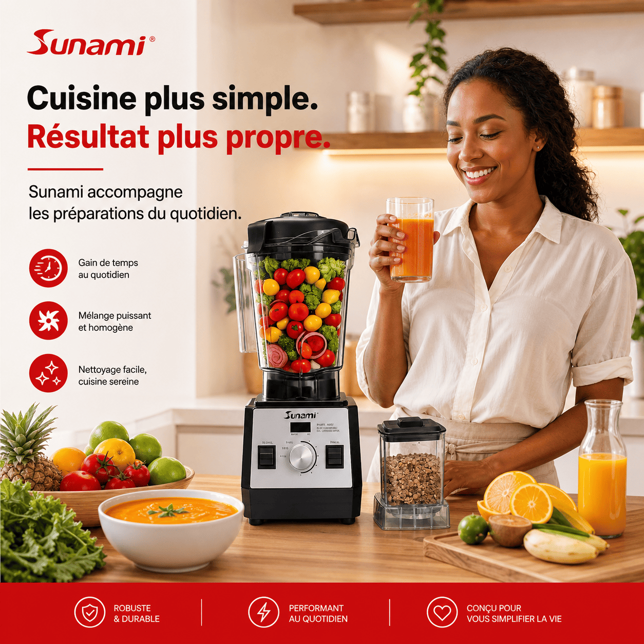 Sunami opus: Mixeur haute performance  Turbocrush - (Version améliorée 2026)