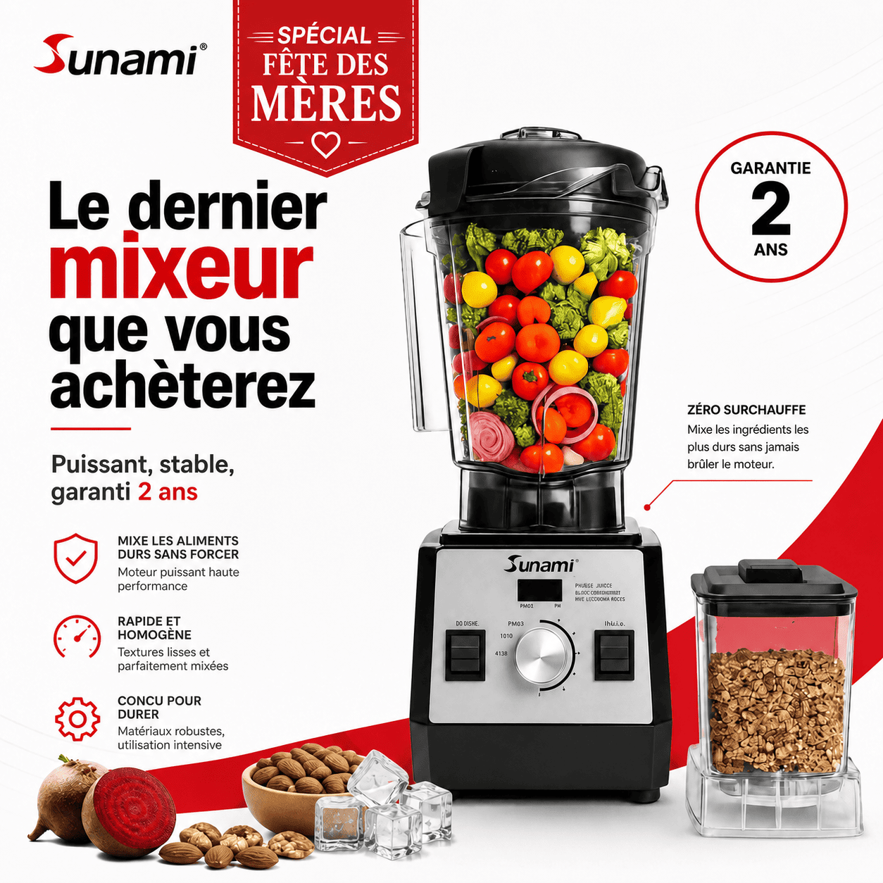 Sunami opus: Mixeur haute performance  Turbocrush - (Version améliorée 2026)