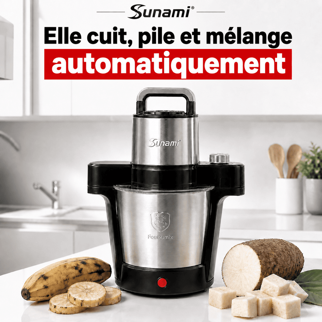 Foutoumix Triple-Action : ton foutou, placali, kabato pilé en 20 min, sans effort, avec le vrai goût maison"