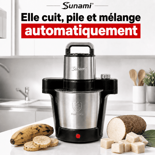 Foutoumix Triple-Action : ton foutou, placali, kabato pilé en 20 min, sans effort, avec le vrai goût maison"