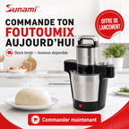 Foutoumix Triple-Action : ton foutou, placali, kabato pilé en 20 min, sans effort, avec le vrai goût maison"